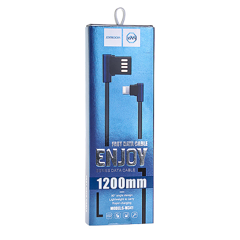 Кабель USB JoyRoom S-M341t (2.4А - 1,2 м.) резиновый L-образный разъём