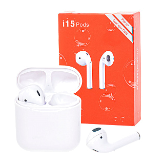 Гарнитура беспроводная Bluetooth  i15-TWS (для iOS/Android) сенсорная с боксом
