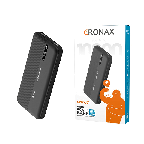 Аккумулятор внешний Power Bank CRONAX CPW-001 - 10 000 mAh 2 USB с индикатором