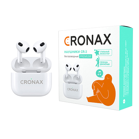 Гарнитура беспроводная Bluetooth CRONAX Premium CR-3 (для iOS/Android) беспроводная сенсорная с боксом