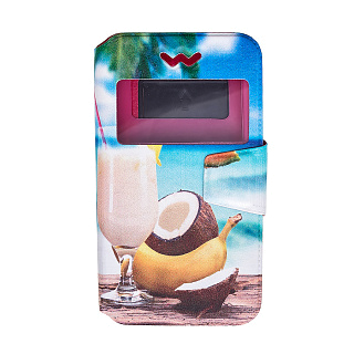 Чехол - книжка 'экокожа слайдер с резин. крепл - Коктейль', размер 5.3-5.8"