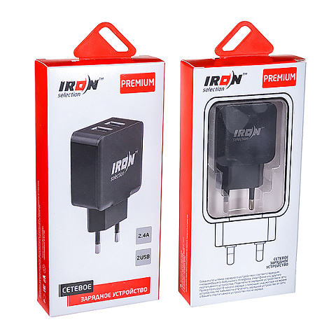 Сетевое з/у IRON Selection Premium PM-204a (2.4A - 2 USB) адаптер