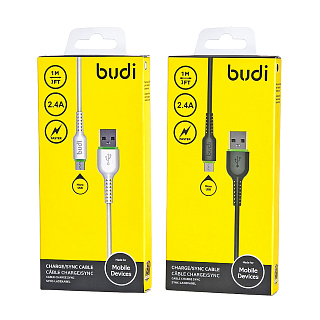 Кабель USB budi M8J158m (2.4А - 1 м.) резиновый