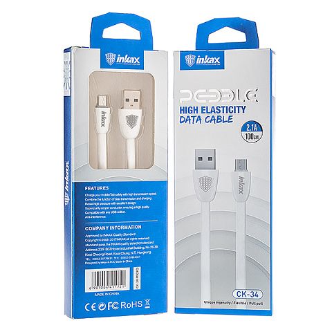 Кабель USB Inkax CK-34m (2.1A - 1 м.) резиновый