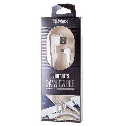 Кабель USB Inkax CK-48m (2.1A - 1 м.) резиновый L-образный разъём