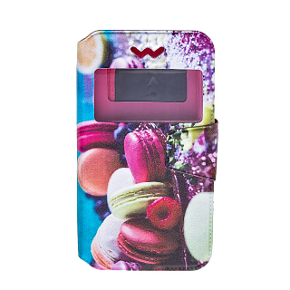 Чехол - книжка 'экокожа слайдер с резин. крепл - Макаруны', размер 5.3-5.8"