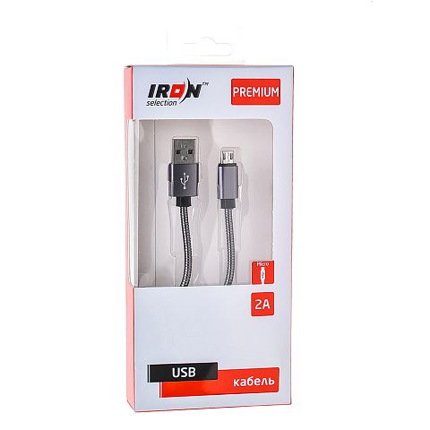 Кабель USB IRON Selection Premium ZM-01m (2A - 1 м.) металлический круглый