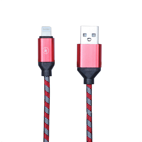 Кабель USB IRON Selection ST-08i (1А - 1 м.) текстильный двухцветный с металлической оплёткой