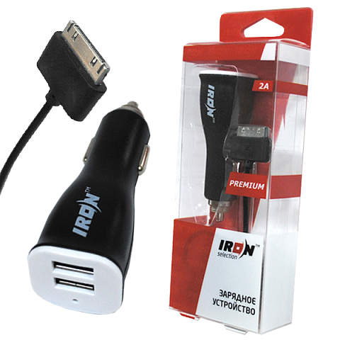 Автомобильное з/у IRON Selection Premium PM-250c (2A - 2 USB) с кабелем в комплекте