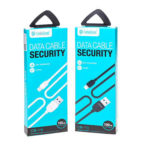 Кабель USB Celebrat CB-11i (1.2A - 1 м.) резиновый круглый