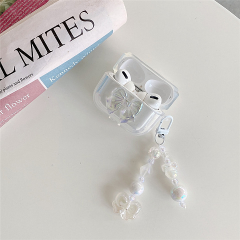 Бокс для наушников AirPods Pro силиконовый с брелком "Бантик"