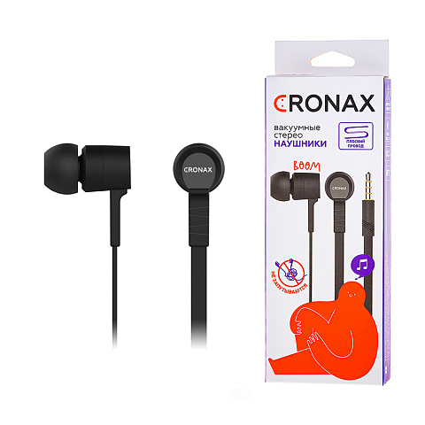 Наушники MP3 проводные вакуумные CRONAX D2 (для iOS/Android) с плоским проводом