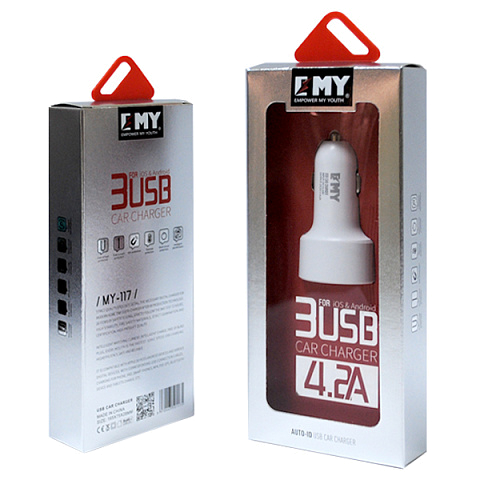 Автомобильное з/у EMY MY-117a (4.2A Fast Charge - 3 USB) адаптер
