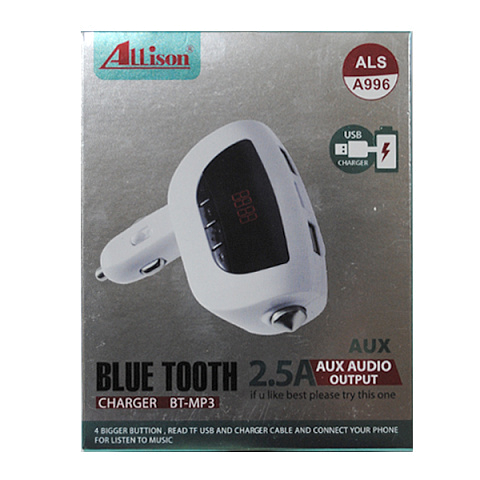 FM модулятор (ALS-A996) слоты TF Micro SD/2USB/AUX, складной *