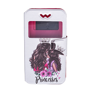 Чехол - книжка 'экокожа слайдер с резин. крепл - Princesses', размер 5.3-5.8"