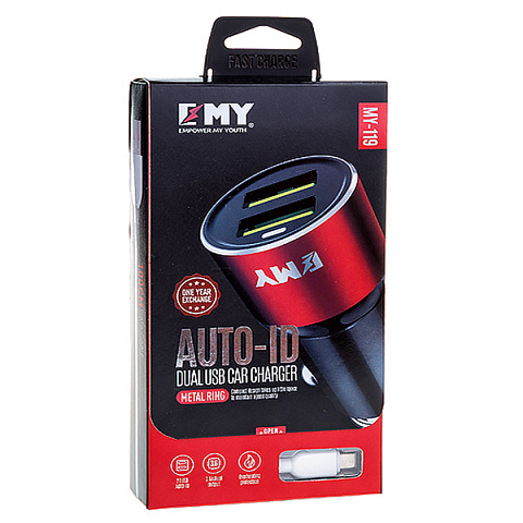 Автомобильное з/у EMY MY-119m (3.6A - 2 USB) с кабелем в комплекте