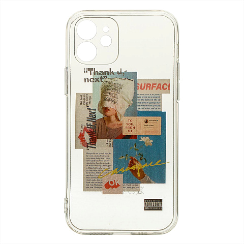 Чехол - накладка для iPhone 12 - TPU силикон прозрачный с рисунком - Advisory