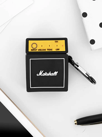 Бокс для наушников AirPods 1/2 резиновый с карабином ` Marshall