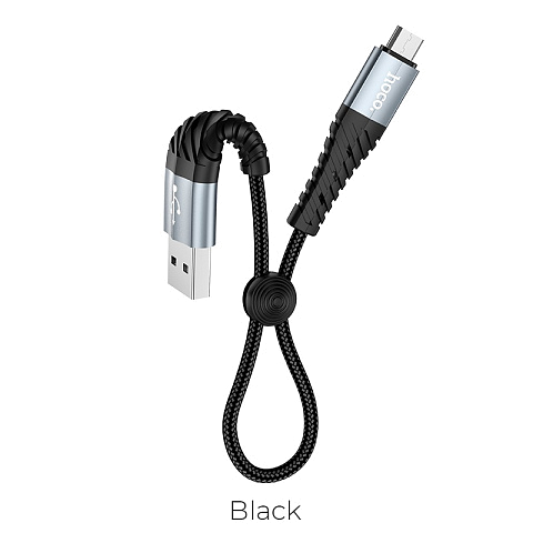 Кабель USB hoco X38m (2.4A Fast Charge - 0,25 м.) с нейлоновой оплеткой