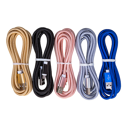 Кабель USB BU-02t (1А - 2 м.) текстильный круглый