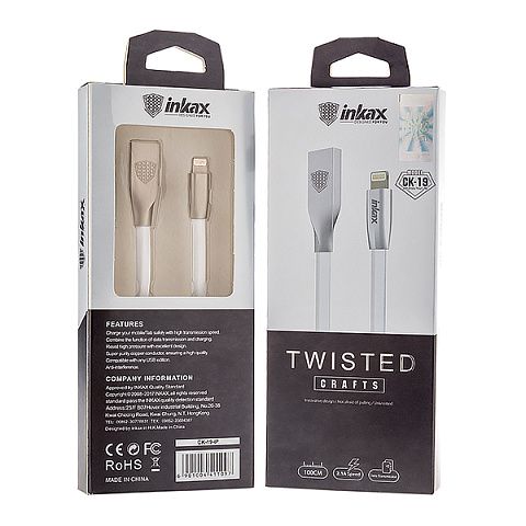 Кабель USB Inkax CK-19m (2.1A - 1 м.) резиновый плоский