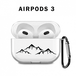 Бокс для наушников AirPods 3  силиконовый с карабином ` Горы