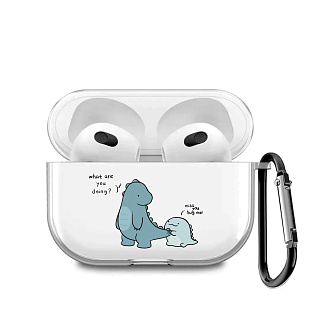 Бокс для наушников AirPods 4  силиконовый прозрачный с рисунком "Дракончики"