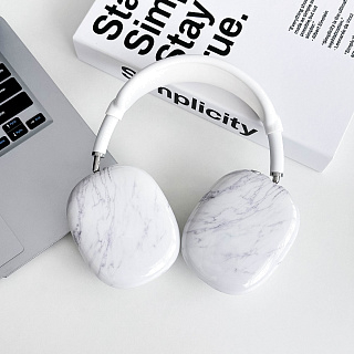 Чехол для наушников Airpods Max  силиконовый  Мрамор