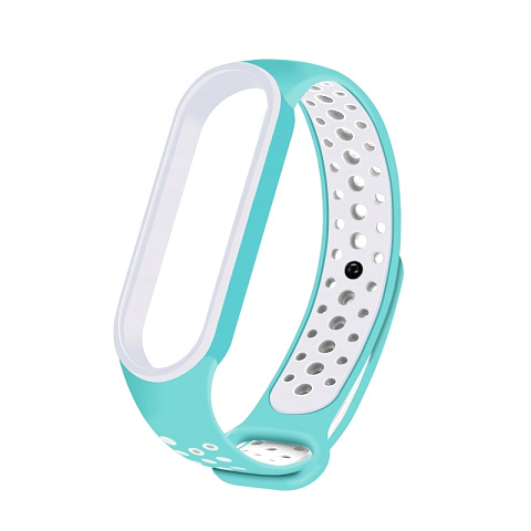Ремешок - для фитнес браслета силиконовый перфорированный двухцветный Mi Band 5/6