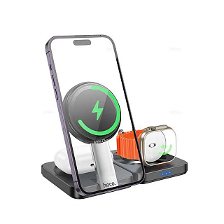 Беспроводное з/у hoco CQ11 3в1 - подходит для iWatch 1-9, SE/SE2, Ultra/Ultra2, 15W