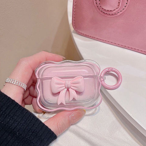 Бокс для наушников AirPods Pro силиконовый с карабином Бантик