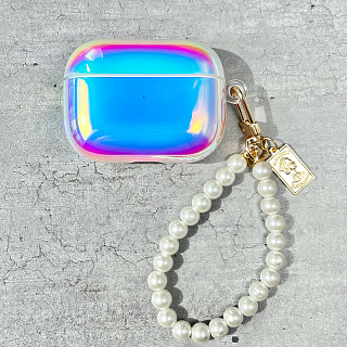 Бокс для наушников AirPods Pro  силиконовый с брелком зеркальный