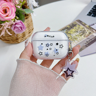 Бокс для наушников AirPods Pro  силиконовый с брелком Звёзды