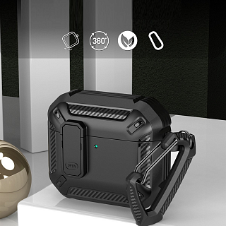 Бокс для наушников AirPods Pro 3  пластик + силикон с замком