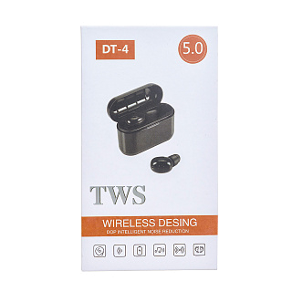 Гарнитура беспроводная Bluetooth  DT-4 TWS (для iOS/Android) с боксом
