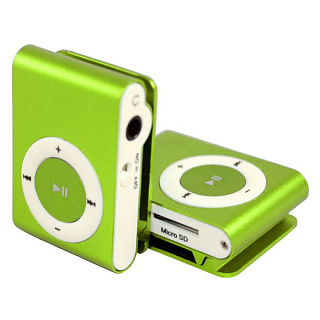 MP3 плеер металлический RK-304 с прищепкой - TF, кабель USB, наушники