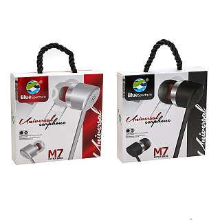 Гарнитура проводная вакуумная Blue Spectrum M7 (для iOS/Android/N95) с плоским проводом *