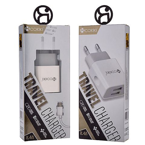 Сетевое з/у Cokike CH-2m (2.4A - 2 USB) с кабелем в комплекте