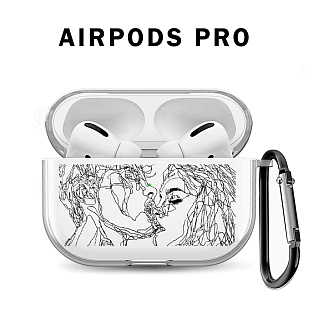 Бокс для наушников AirPods Pro  силиконовый с карабином ` Поцелуй
