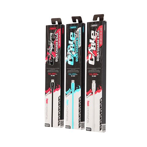 Кабель USB Remax RC-001i (1A Fast Charge - 1 м.) резиновый плоский