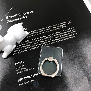 Кольцо-держатель для телефона пластиковое прозрачное "Квадратное"