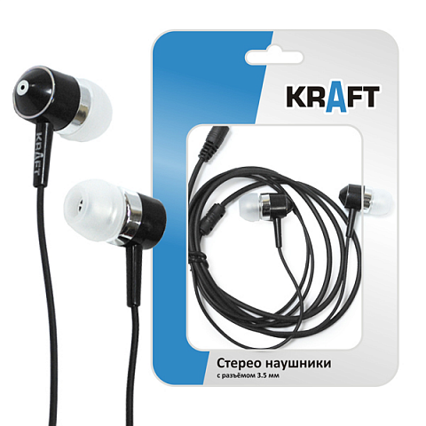 Наушники MP3 проводные вакуумные Kraft KR-100 (для iOS/Android) Bass 3 шт в комплекте