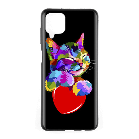 Чехол - накладка для Samsung A02 A022/M02 M022F (2021) - TPU резиновый - Котик+сердце