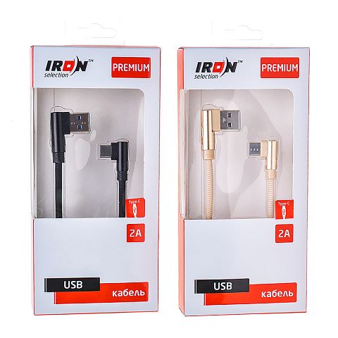 Кабель USB IRON Selection Premium ZT-01t (2A - 1 м.) текстильный круглый L-образный разъём
