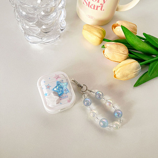 Бокс для наушников AirPods 1/2  силиконовый с брелком Stars А-12