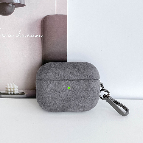 Бокс для наушников AirPods Pro 2 пластик + тестиль с карабином "Велюровый"