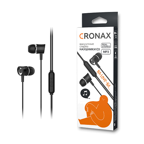Гарнитура проводная вакуумная CRONAX Premium C3-b (для iOS/Android) комплект сменных амбушюр