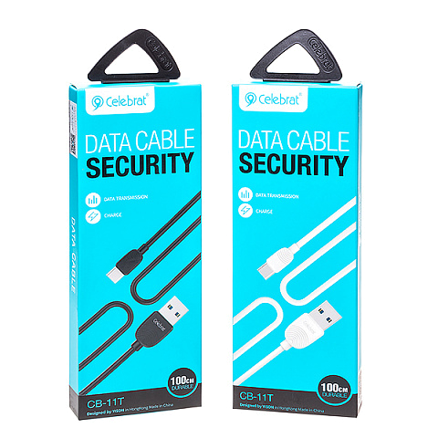 Кабель USB Celebrat CB-11t (1.2A - 1 м.) резиновый круглый