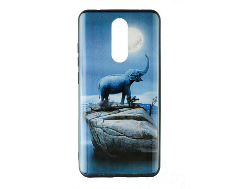Чехол - накладка для Xiaomi Redmi 8 - пластиковый лаковый - Слон и луна