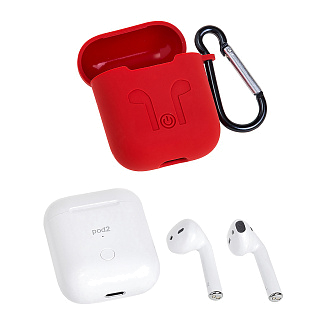 Гарнитура беспроводная Bluetooth  DS-Pod2 (для iOS/Android) сенсорная с боксом и красным чехлом